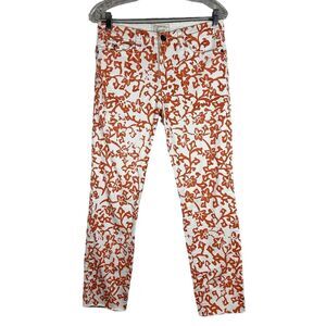 DVF Current Elliott Size 29 Coral White Floral The Classic Skinny Jeans